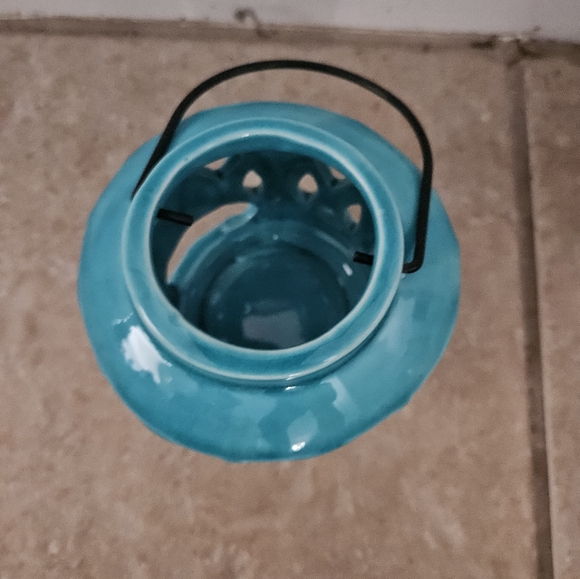 Turquoise Ceramic Lantern - Picture 2 of 3
